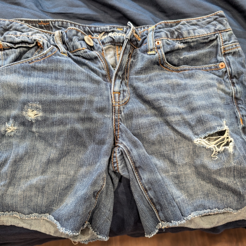 American Eagle By Payless Blue Jean Shorts Distressed Casual